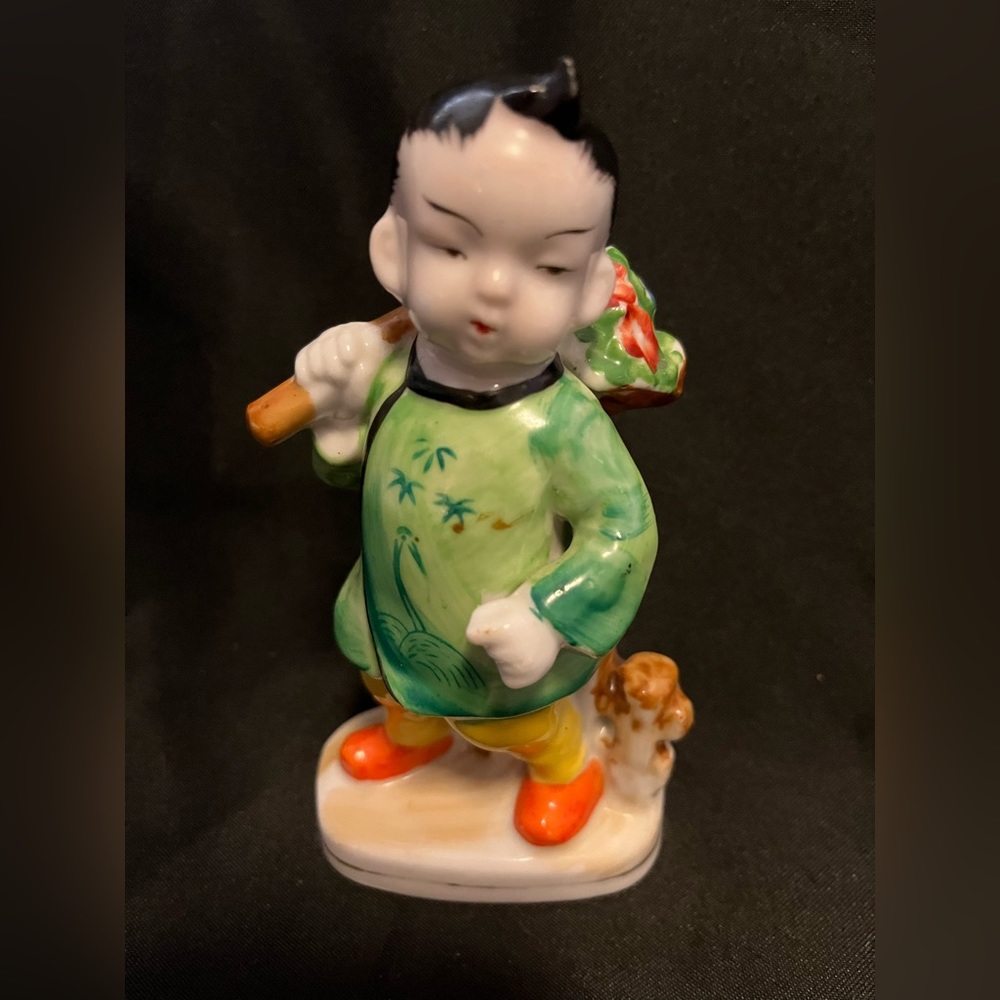 Vintage OKinowa Japanese Flower Boy Figurine